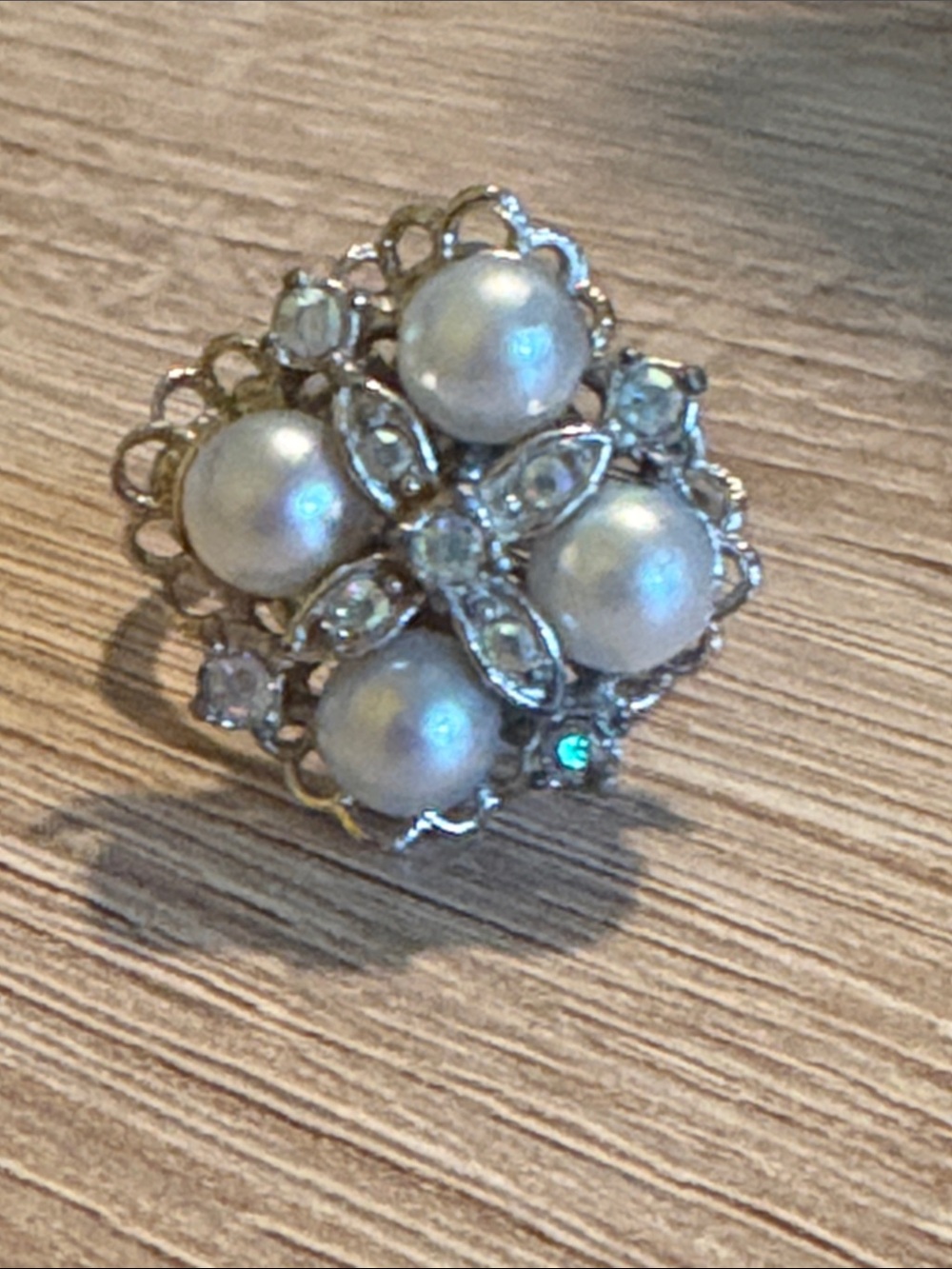 vintage Sarah Coventry "Camelot" cocktail ring silver tone size 7